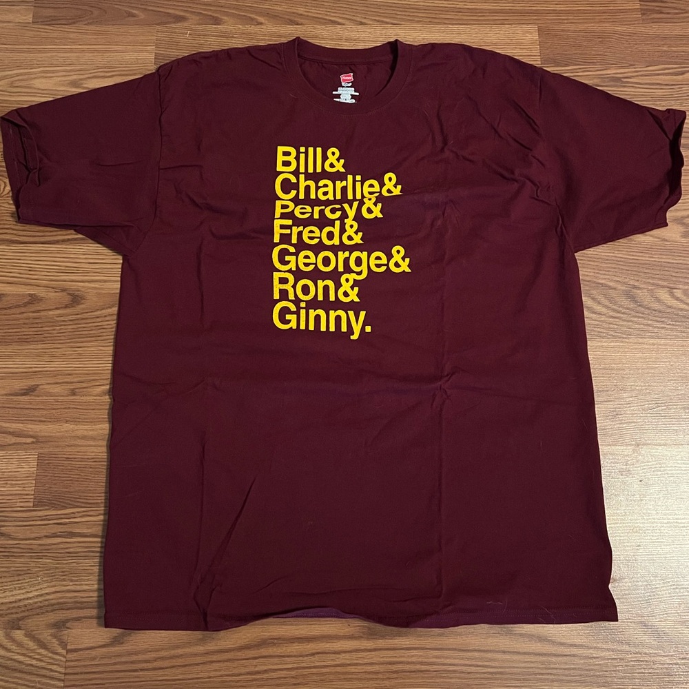 Weasley Siblings Burgundy and Yellow Short Sleeve Tee